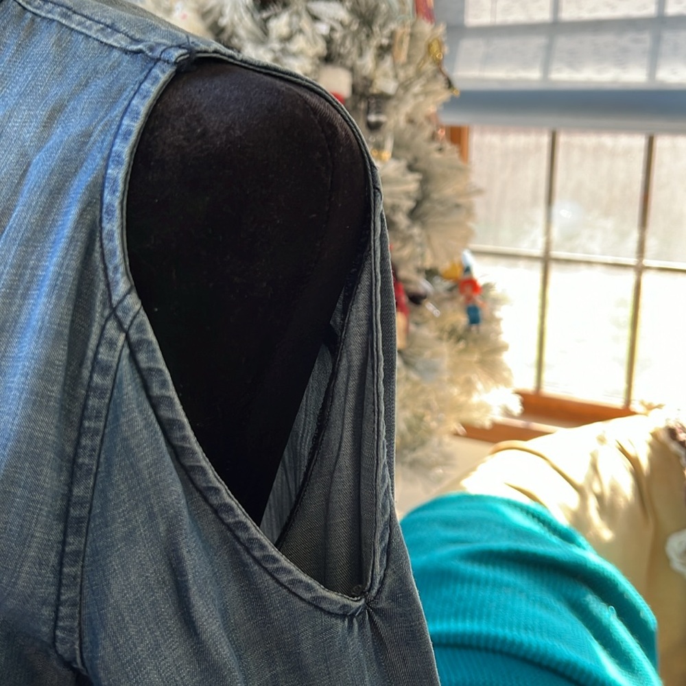 Cold, Shoulder, Button-Down Denim M - image 2